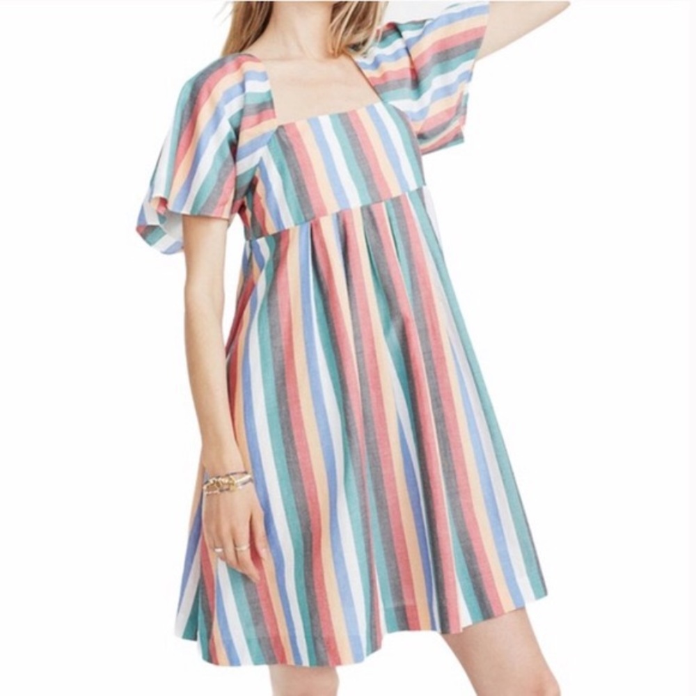 Madewell rainbow stripes dress, M